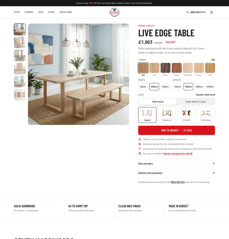 Bespoke Carpentry product page, our concept rebuild