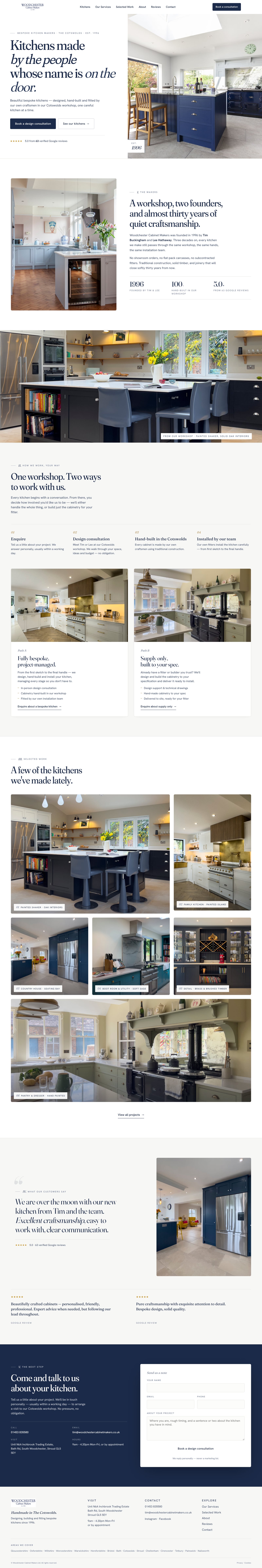 Woodchester Cabinet Makers — concept redesign