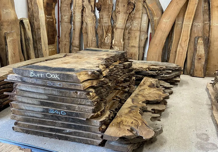 British hardwood timber slabs in stock