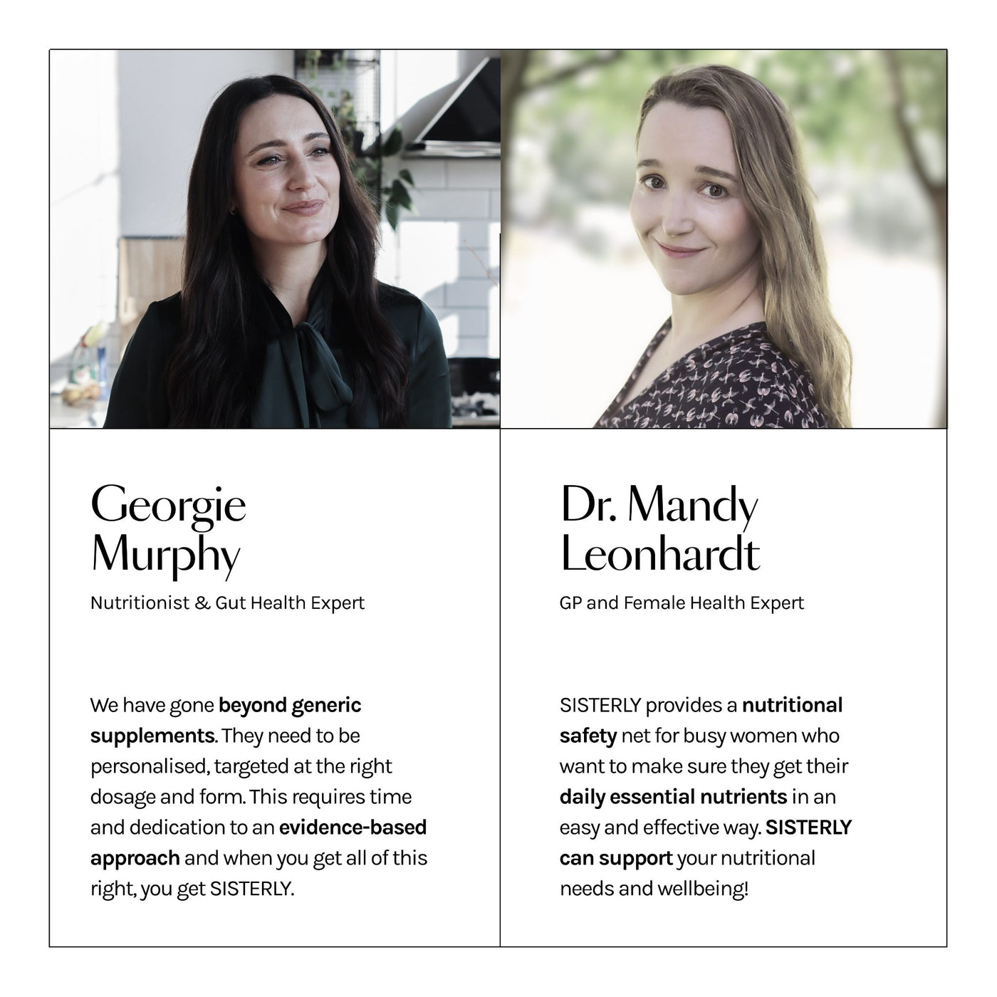Georgie Murphy and Mandy Leonhardt, two SISTERLY experts